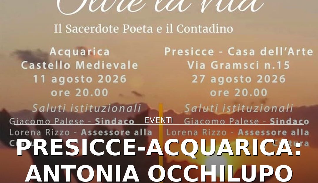 Anteprima di: Presicce-Acquarica: Antonia Occhilupo presenta "Oltre la vita" in due tappe