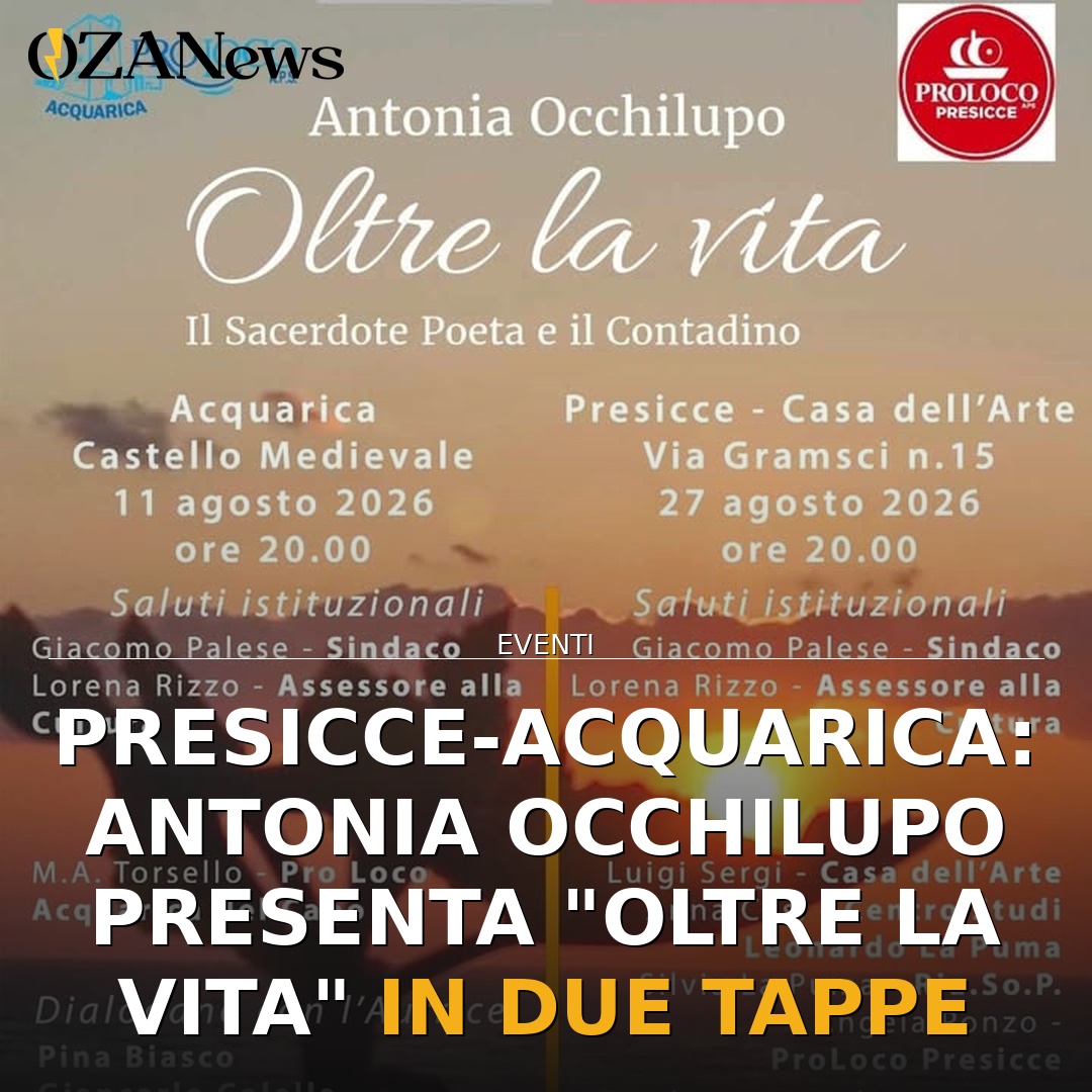 Anteprima di: Presicce-Acquarica: Antonia Occhilupo presenta "Oltre la vita" in due tappe