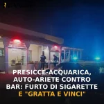 Presicce-Acquarica, auto-ariete contro bar: furto di sigarette e “gratta e vinci”