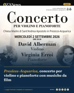 Presicce-Acquarica, concerto per violino e pianoforte con musiche da film