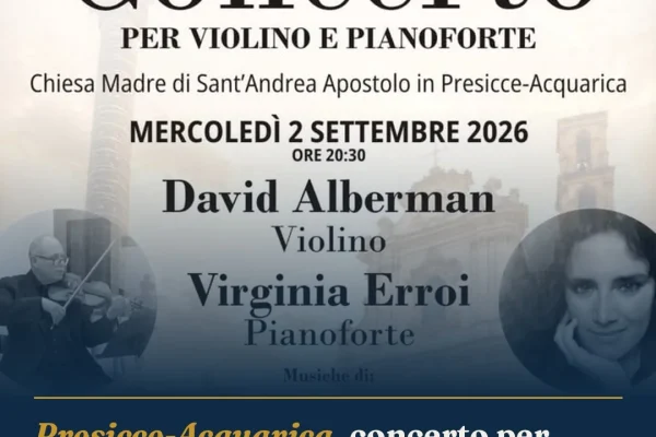 Presicce-Acquarica, concerto per violino e pianoforte con musiche da film