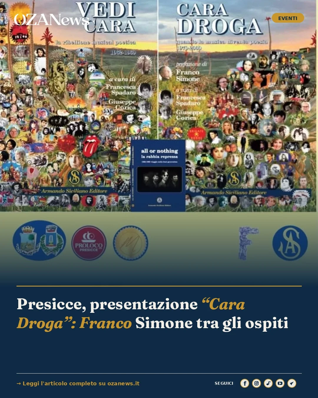 Anteprima di: Presicce, presentazione “Cara Droga”: Franco Simone tra gli ospiti