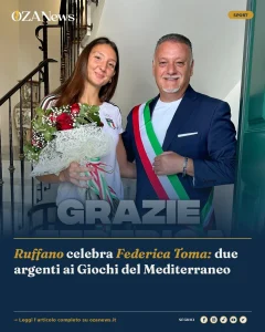 Anteprima di: Ruffano celebra Federica Toma: due argenti ai Giochi del Mediterraneo