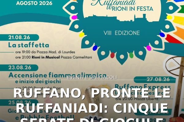 Ruffano, pronte le Ruffaniadi: cinque serate di giochi e sfide tra i rioni