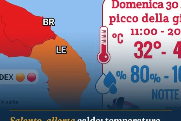 Salento, allerta caldo: temperature fino a 40 gradi e Humidex elevato