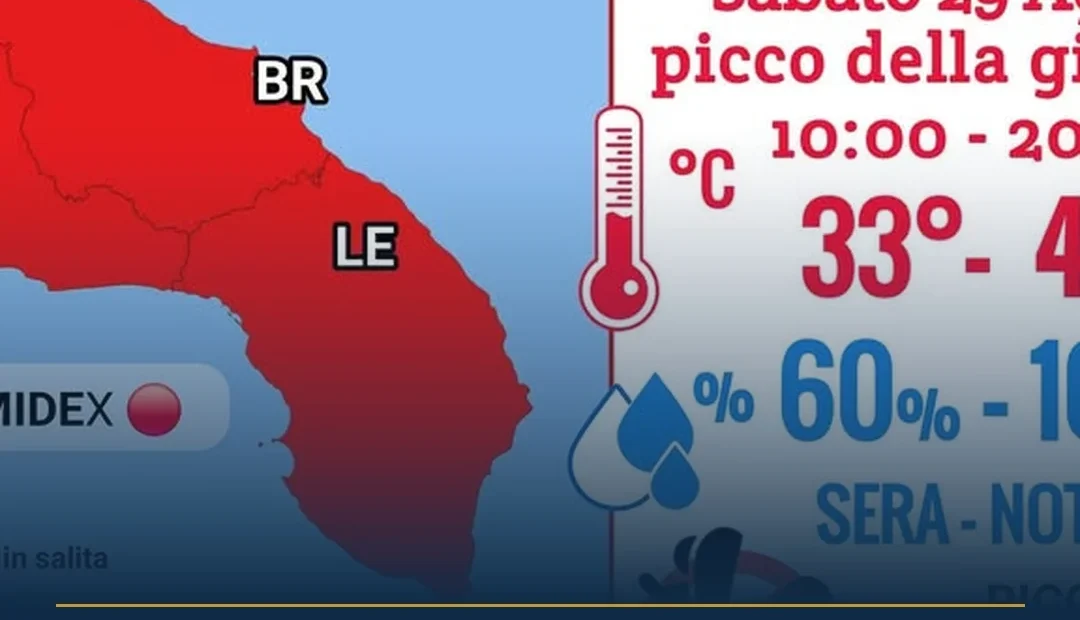 Anteprima di: Salento, allerta caldo: temperature fino a 42 gradi per sabato 29 agosto