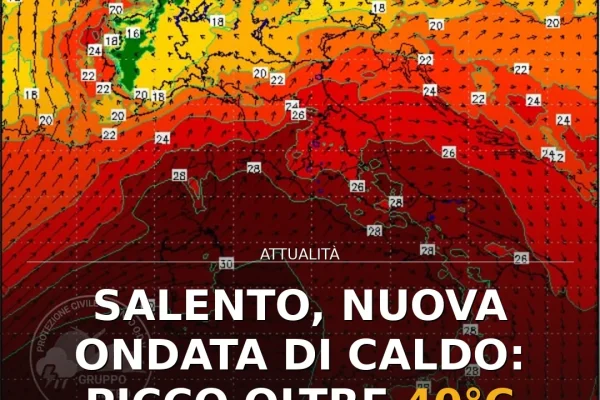 Salento, nuova ondata di caldo: picco oltre 40°C atteso per venerdì