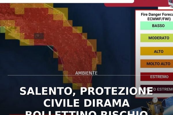 Salento, Protezione Civile dirama bollettino rischio incendi per l’8 agosto