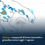 Foto di copertina: Salento, temporali di forte intensità e grandine attesi oggi 31 agosto - Basso Salento