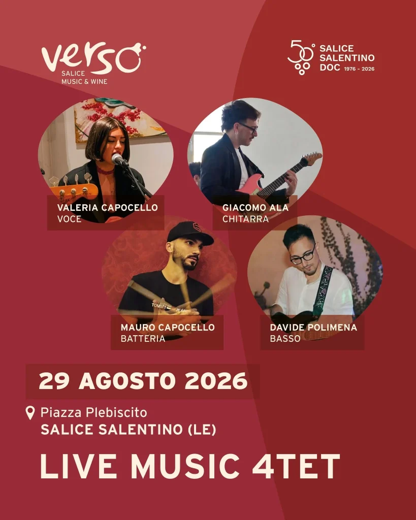 Dettaglio 4: Salice Salentino, 'VERSO &ndash; Salice Music and Wine' celebra 50 anni DOC con Finardi