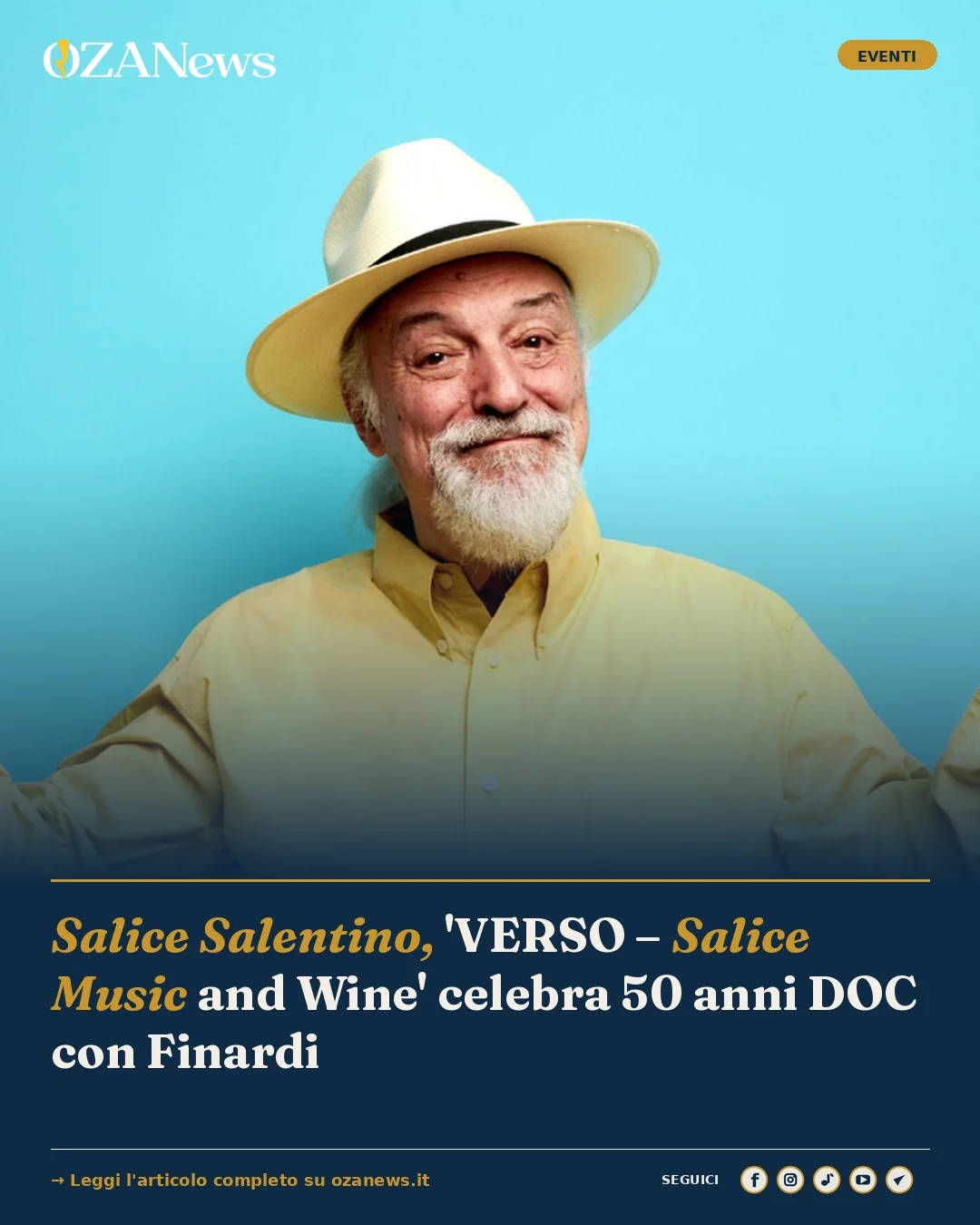 Anteprima di: Salice Salentino, 'VERSO – Salice Music and Wine' celebra 50 anni DOC con Finardi