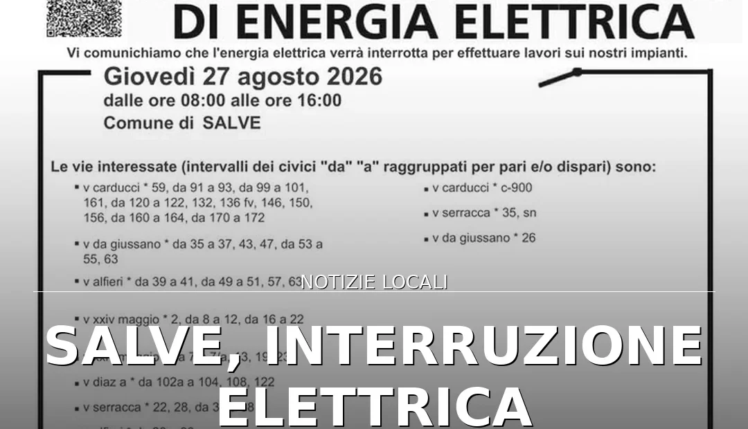 Anteprima di: Salve, interruzione elettrica programmata giovedì 27 agosto