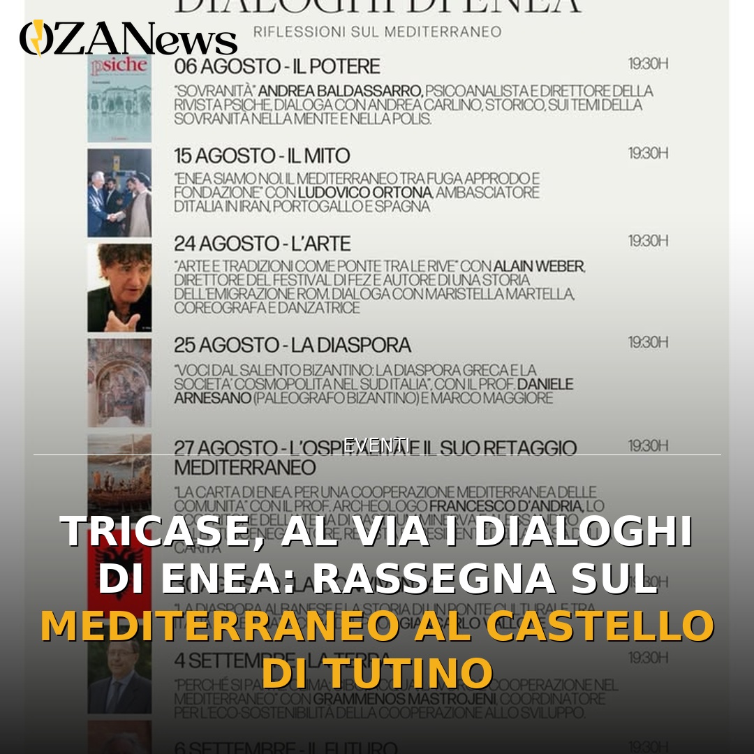 Anteprima di: Tricase, al via i Dialoghi di Enea: rassegna sul Mediterraneo al Castello di Tutino