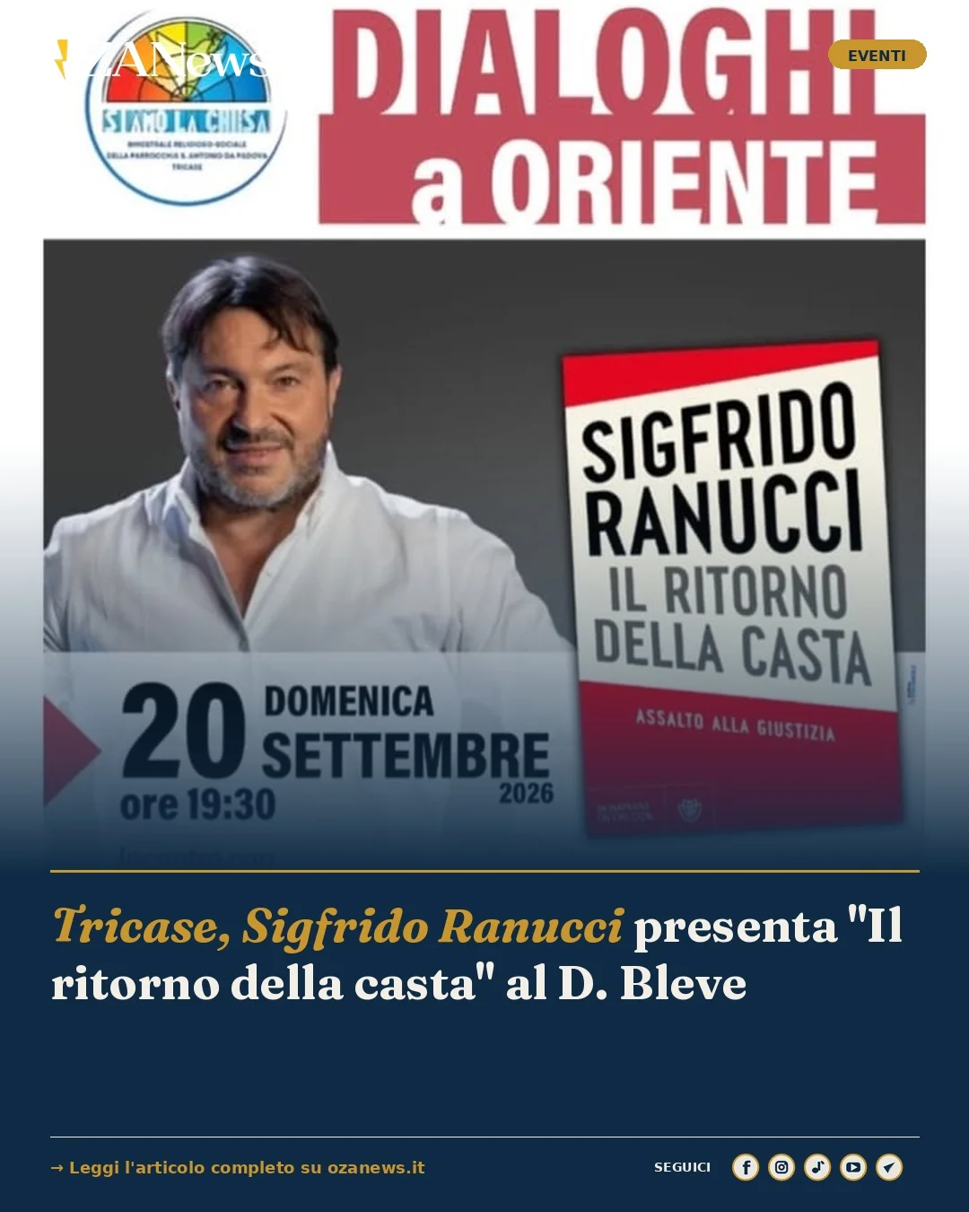 Anteprima di: Tricase, Sigfrido Ranucci presenta "Il ritorno della casta" al D. Bleve