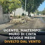 Anteprima di: Ugento, maltempo: muro di cinta scuole medie divelto dal vento