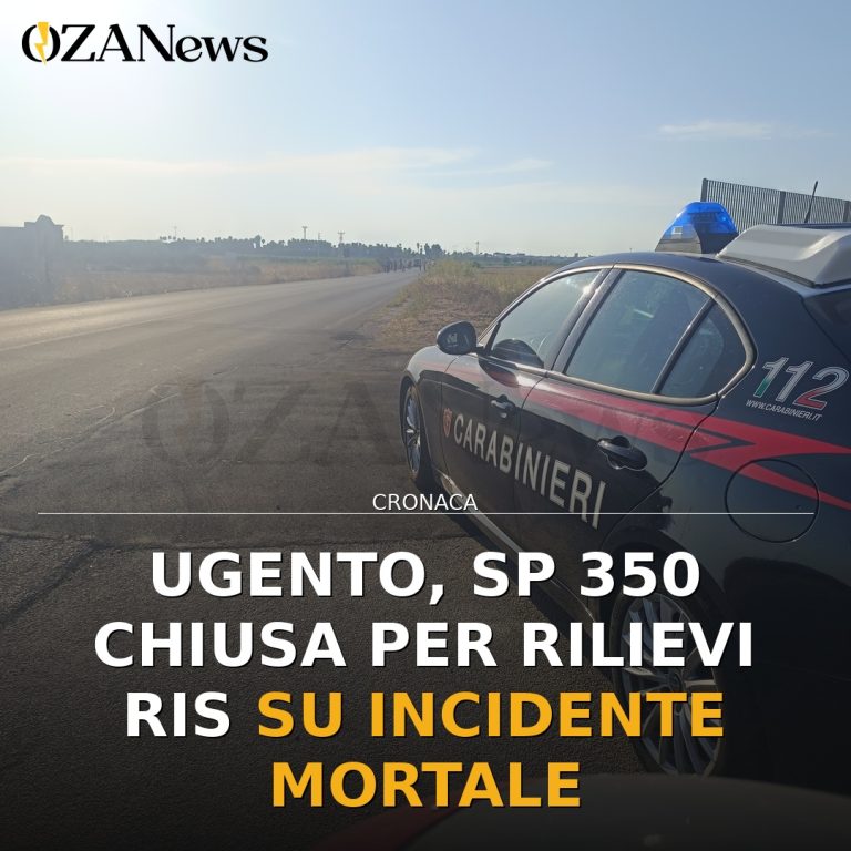 Ugento, SP 350 chiusa per rilievi RIS su incidente mortale