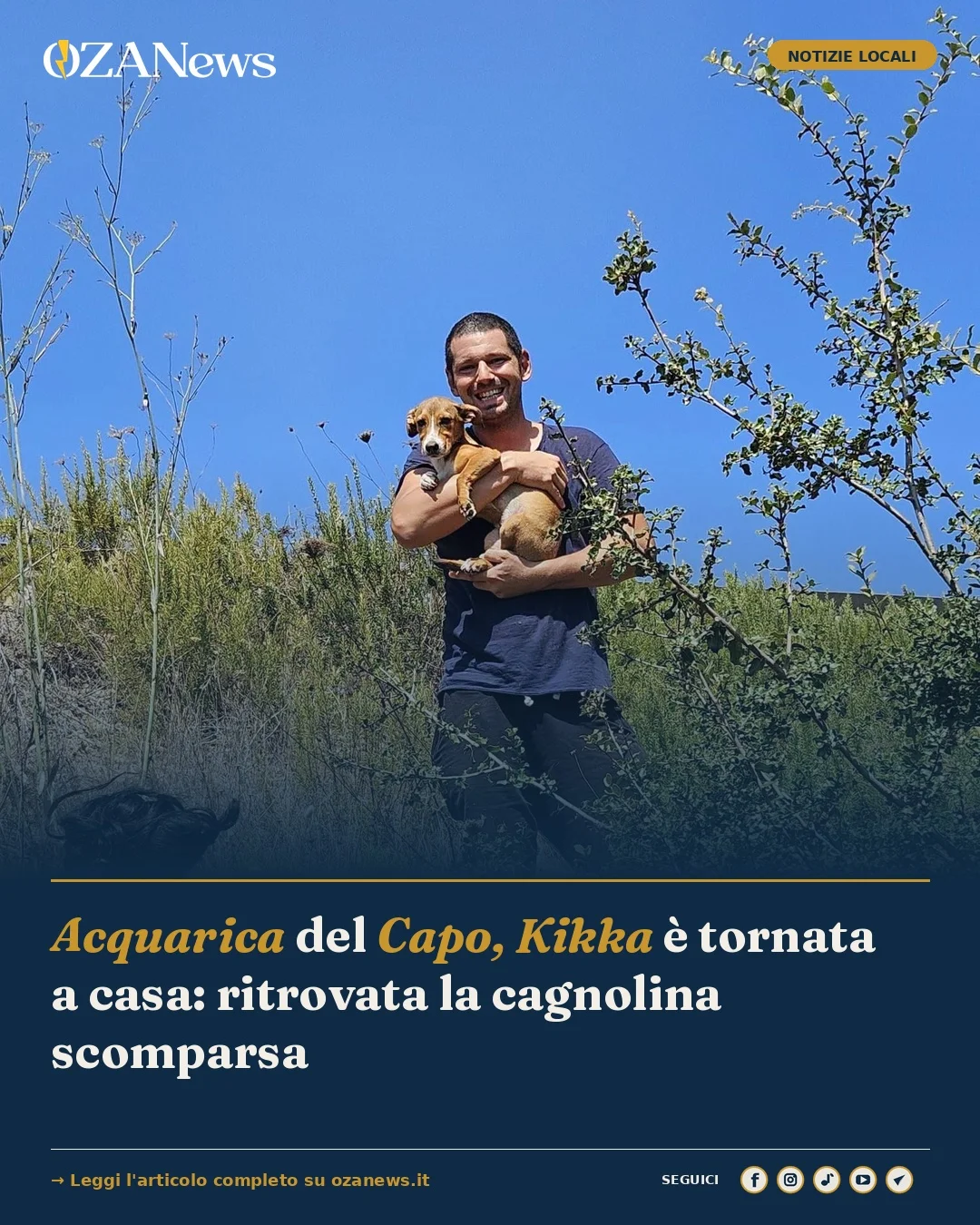 Foto: Acquarica del Capo, Kikka è tornata a casa: ritrovata la cagnolina scomparsa