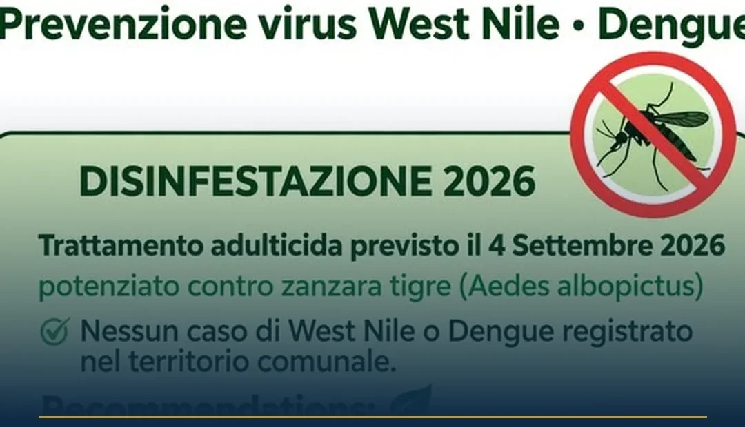 Anteprima di: Alessano, disinfestazione potenziata contro West Nile e Dengue il 4 settembre