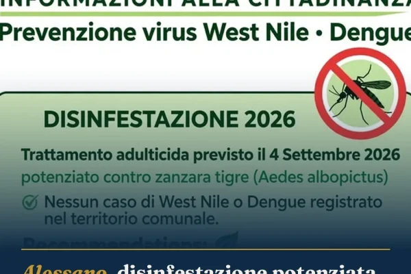Alessano, disinfestazione potenziata contro West Nile e Dengue il 4 settembre