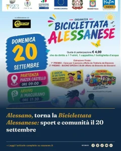 Alessano, torna la Biciclettata Alessanese: sport e comunità il 20 settembre
