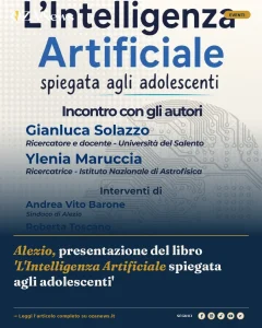 Alezio, presentazione del libro 'L'Intelligenza Artificiale spiegata agli adolescenti'