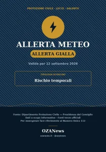 Allerta Gialla per il Salento (Sabato 12 settembre): Temporali