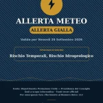 Anteprima di: Allerta Gialla per il Salento (Venerdì 25 settembre): rischio Rischio Temporali, Rischio Idrogeologico
