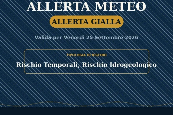 Allerta Gialla per il Salento (Venerdì 25 settembre): rischio Rischio Temporali, Rischio Idrogeologico