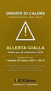 Anteprima di: Allerta Gialla per Ondate di Calore nel Salento: attese temperature fino a 30°C