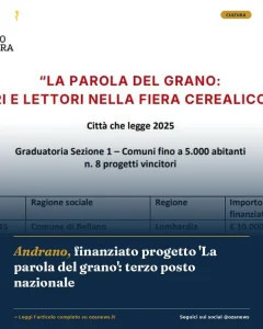 Anteprima di: Andrano, finanziato progetto 'La parola del grano': terzo posto nazionale