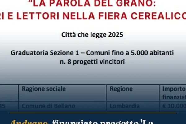 Andrano, finanziato progetto ‘La parola del grano’: terzo posto nazionale