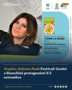Aradeo, Salento Book Festival: Genisi e Bianchini protagonisti il 2 settembre