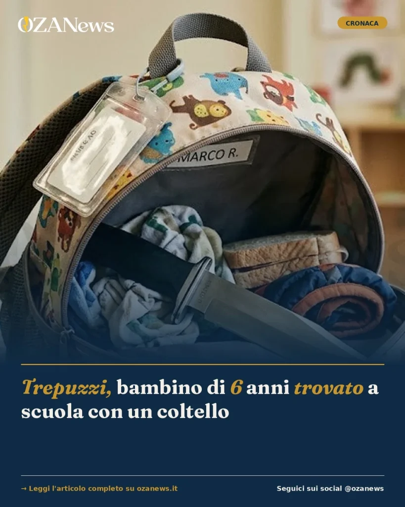 Dettaglio 2: Bimbo di 6 anni trovato con coltello di 13 centimetri nello zaino a scuola