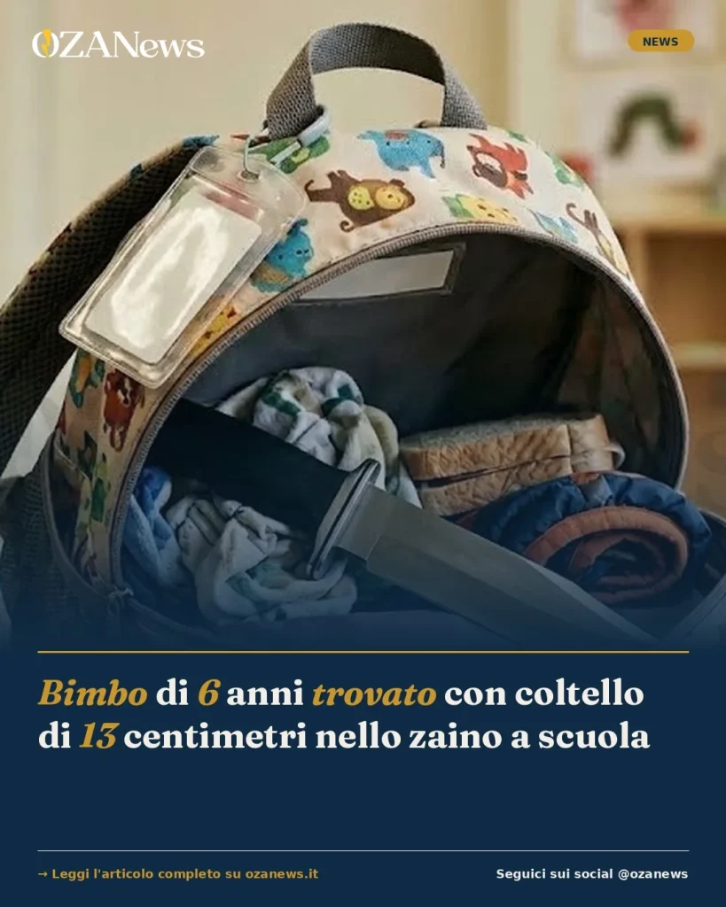 Anteprima di: Bimbo di 6 anni trovato con coltello di 13 centimetri nello zaino a scuola