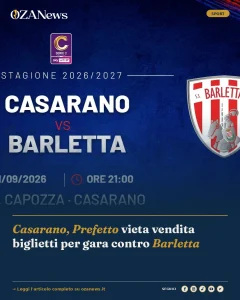 Anteprima di: Casarano, Prefetto vieta vendita biglietti per gara contro Barletta