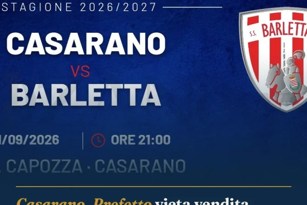 Casarano, Prefetto vieta vendita biglietti per gara contro Barletta