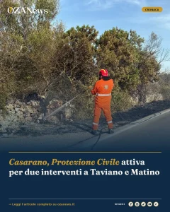 Foto di copertina: Casarano, Protezione Civile attiva per due interventi a Taviano e Matino - Alliste