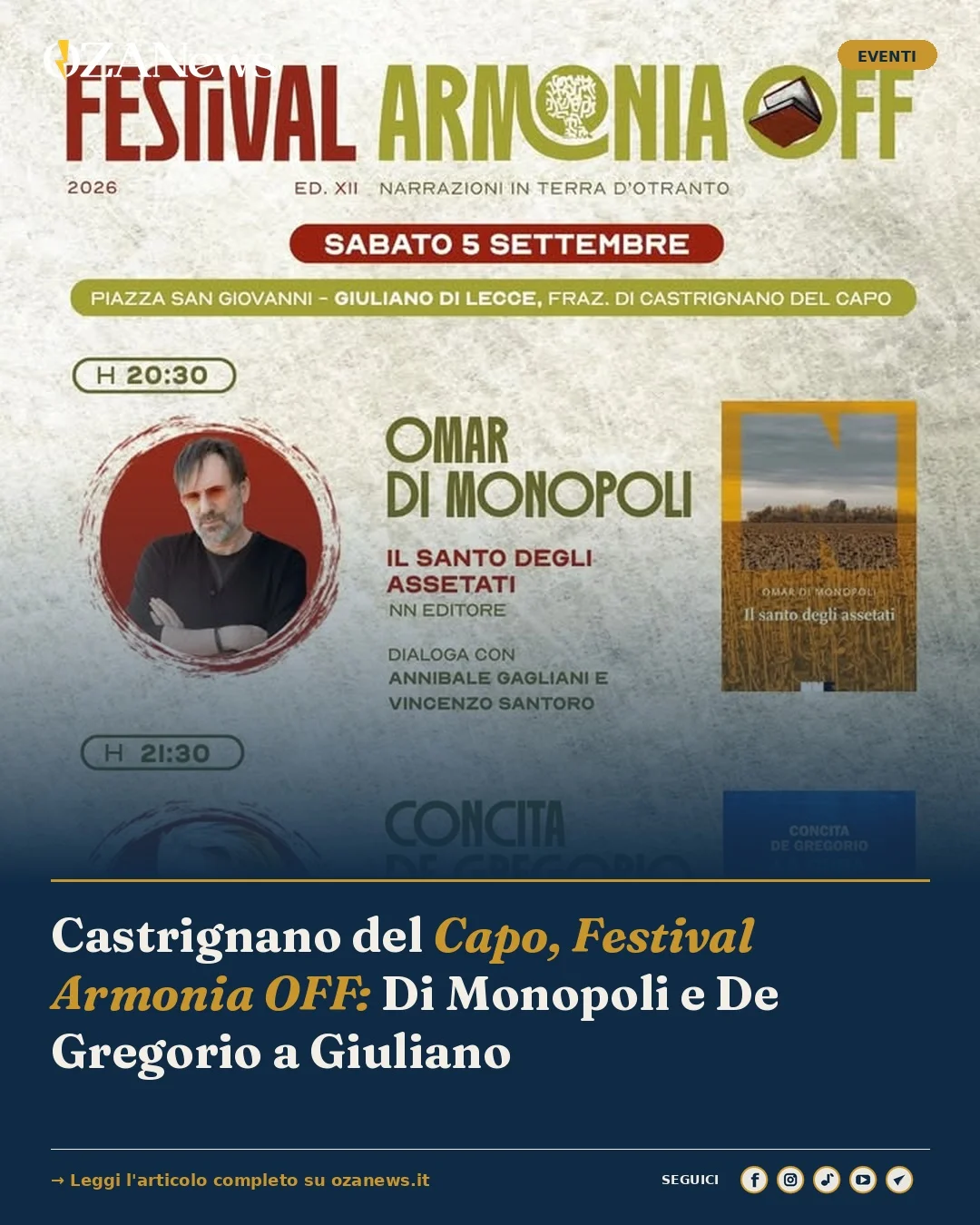 Anteprima di: Castrignano del Capo, Festival Armonia OFF: Di Monopoli e De Gregorio a Giuliano