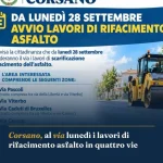 Anteprima di: Corsano, al via lunedì i lavori di rifacimento asfalto in quattro vie