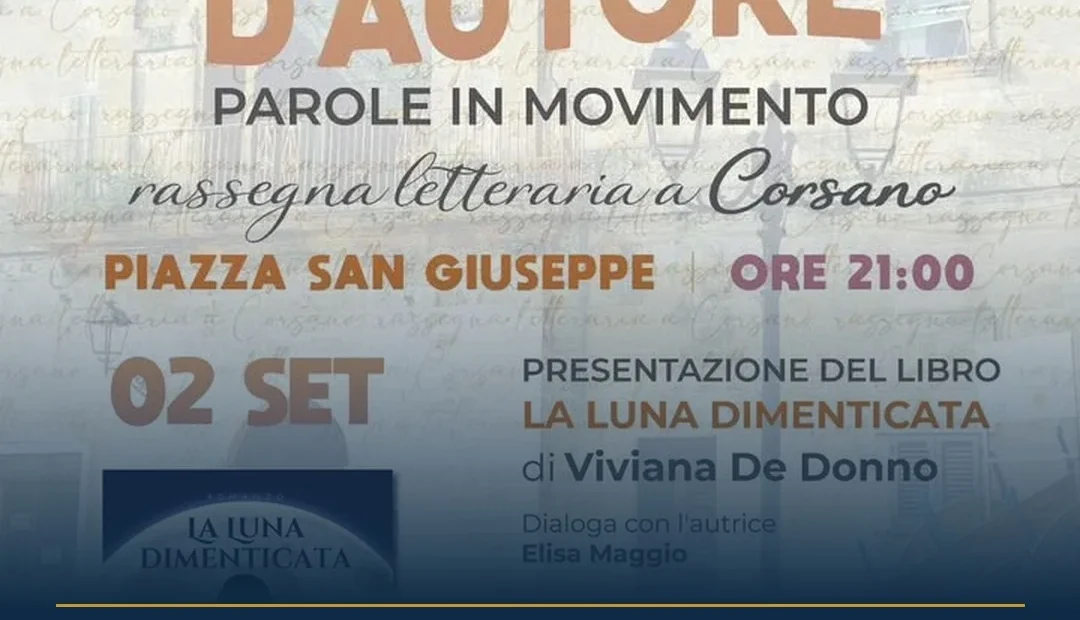 Anteprima di: Corsano, al via 'Settembre d'Autore': Viviana De Donno apre la rassegna