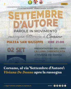 Corsano, al via 'Settembre d'Autore': Viviana De Donno apre la rassegna