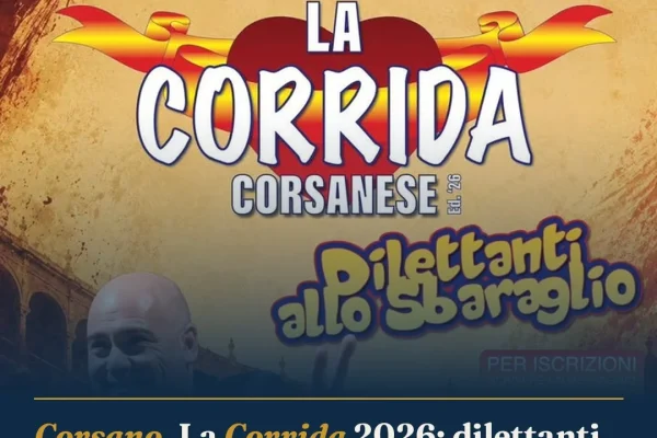 Corsano, La Corrida 2026: dilettanti allo sbaraglio all’Anfiteatro Comunale
