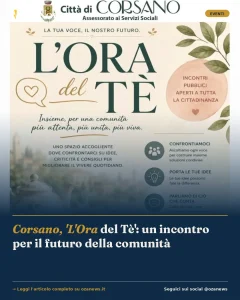 Corsano, 'L'Ora del Tè': un incontro per il futuro della comunità