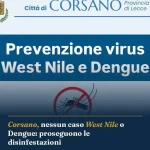 Anteprima di: Corsano, nessun caso West Nile o Dengue: proseguono le disinfestazioni
