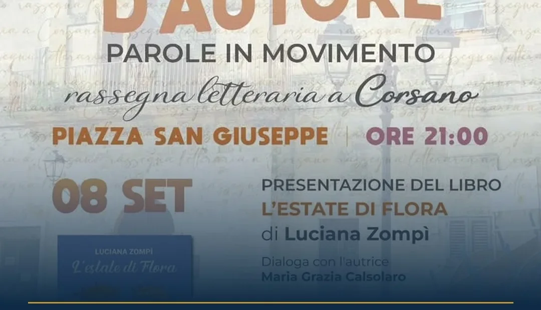 Anteprima di: Corsano, 'Settembre d'Autore': Luciana Zompì presenta 'L'estate di Flora'