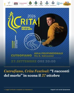 Cutrofiano, Crita Festival: “I racconti del merlo” in scena il 27 ottobre