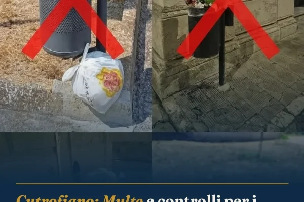 Cutrofiano: Multe e controlli per i rifiuti domestici nei cestini pubblici