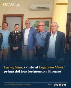 Cutrofiano, saluto al Capitano Monti prima del trasferimento a Firenze