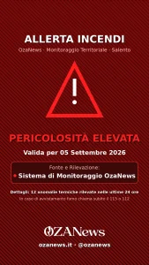 Foto di copertina: Emergenza Incendi Salento: Pericolosità Elevata — Rilevate 12 anomalie termiche nelle 24h - Basso Salento