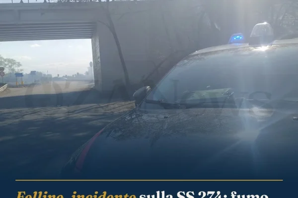 Felline, incidente sulla SS 274: fumo da incendio tra le ipotesi